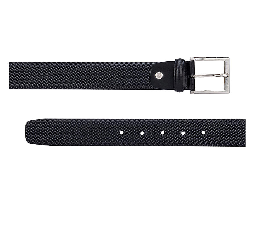 Black Textured Leather Belt